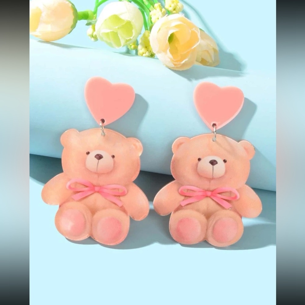π Adorable Large Teddy Bear Hear Stud Earrings π